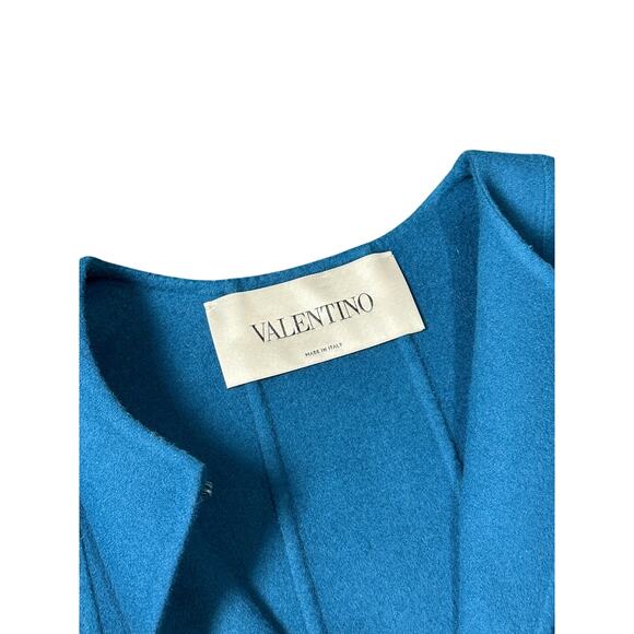 Valentino Wool Blend Cape Peacock Blue Scalloped Hem Size 42 NWT - Picture 5 of 8